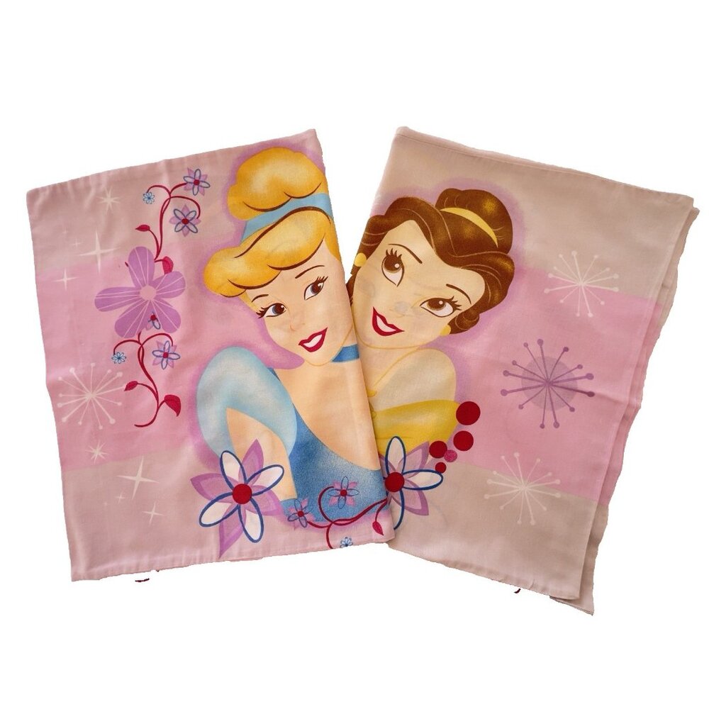 3 Pc DISNEY PRINCESS Sheet Set TWIN Flat & PAIR of 2-Sided Standard Pillowcases - Picture 4 of 16